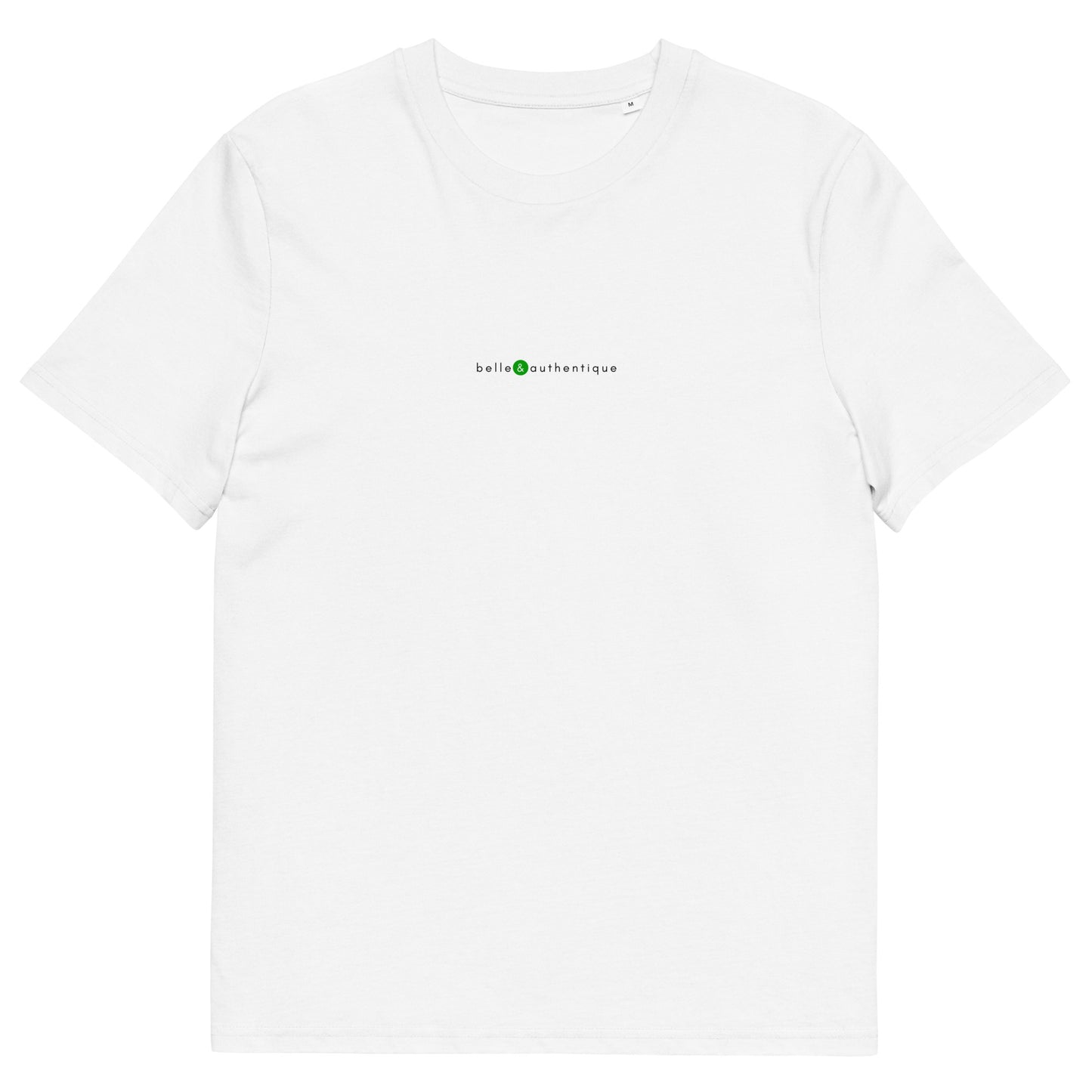 T-shirt blanc de qualité, logo vert, belle et authentique de la marque belle et beau