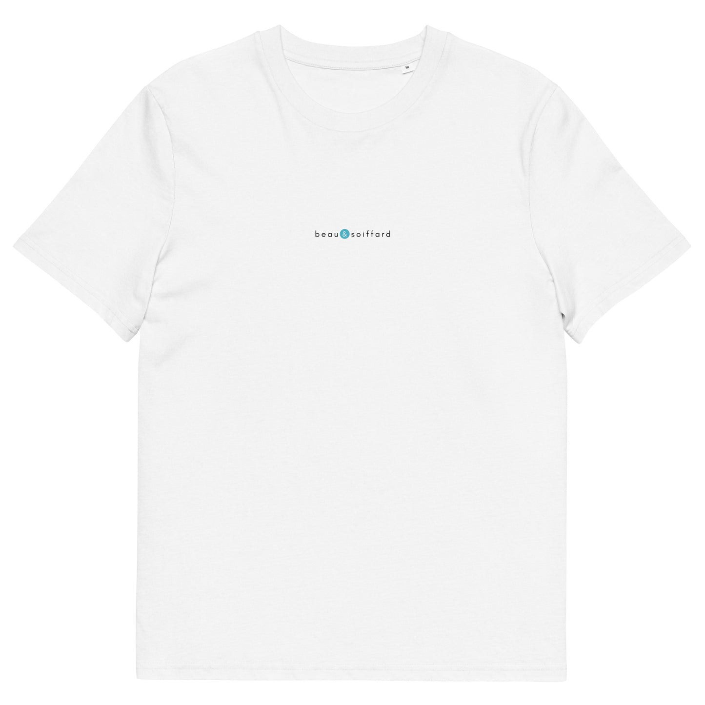 T-shirt blanc femme et homme stylé, logo bleu, beau et soiffard de la marque belle et beau
