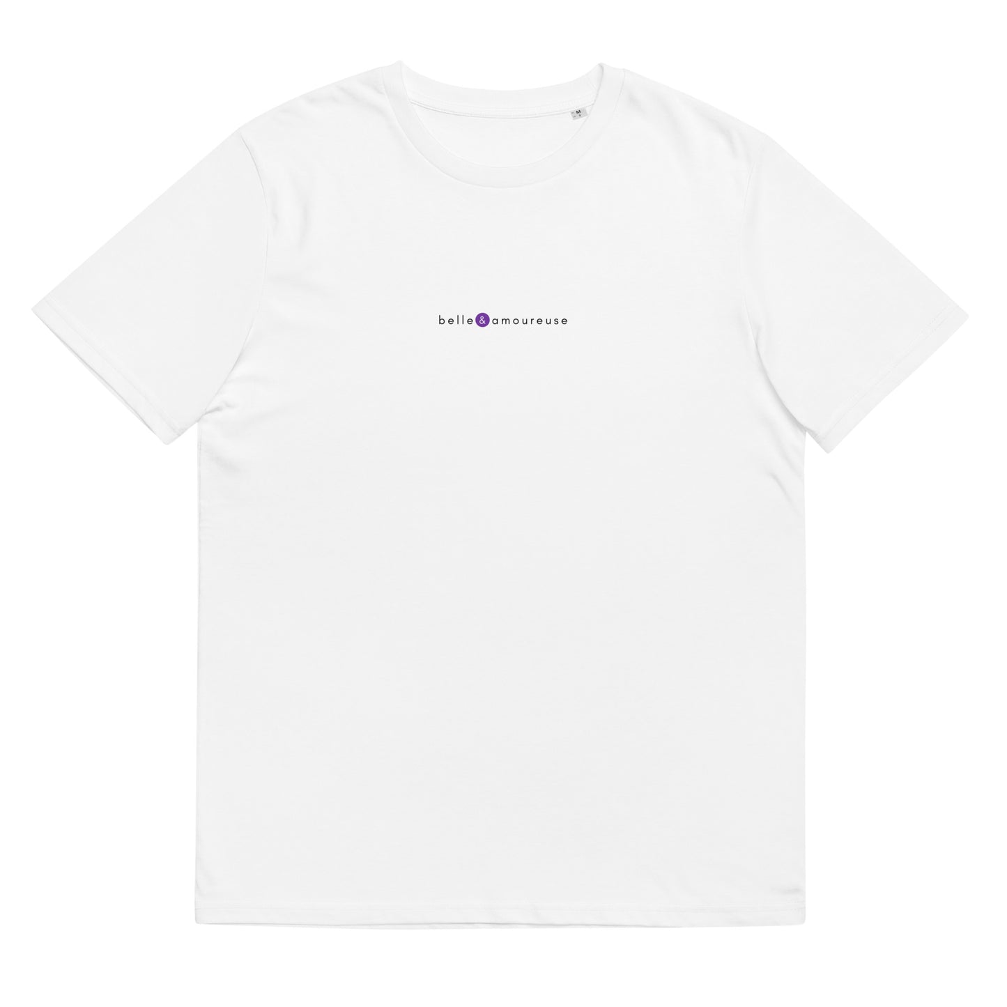 T-shirt blanc original et unique, logo violet, belle et amoureuse de la marque belle et beau