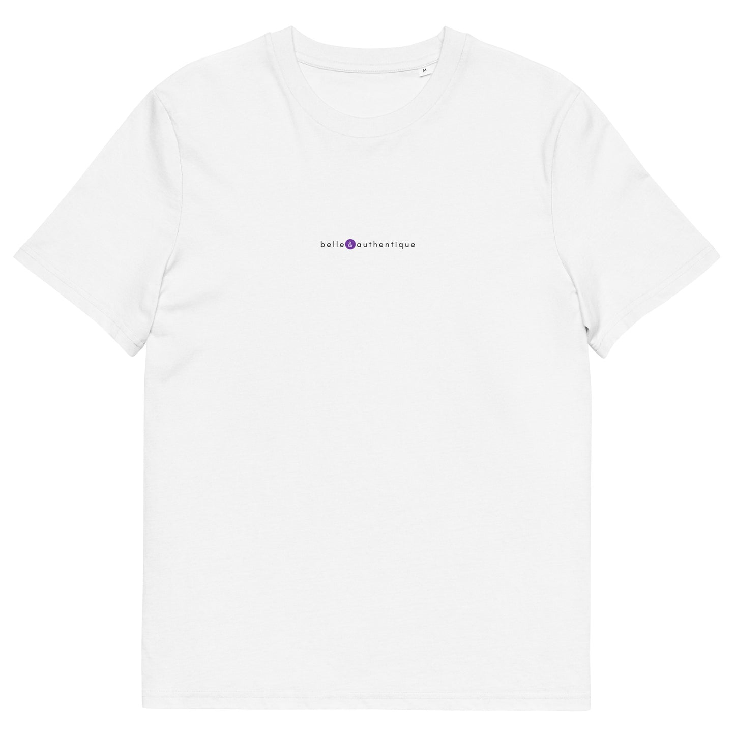 T-shirt blanc original et unique, logo violet, belle et authentique de la marque belle et beau