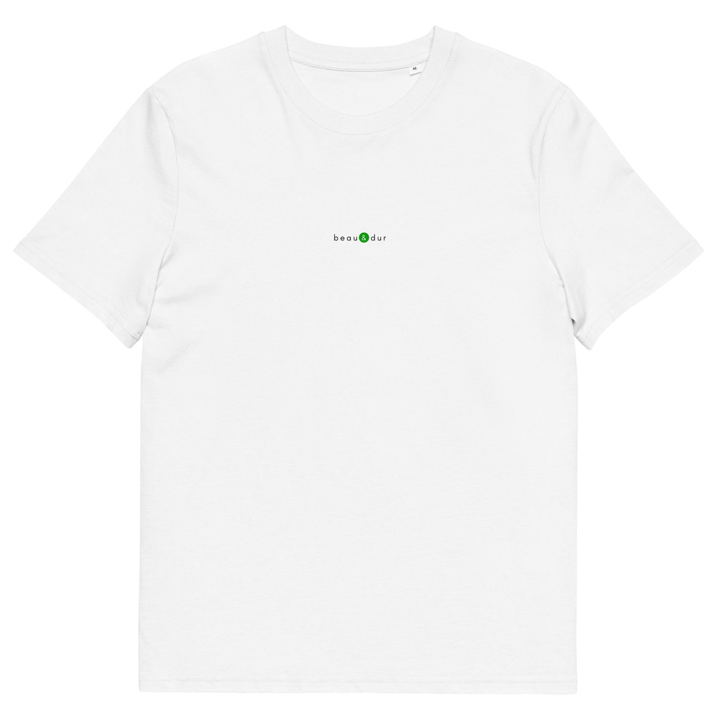 T-shirt blanc personnalisé, logo vert, beau et dur de la marque belle et beau