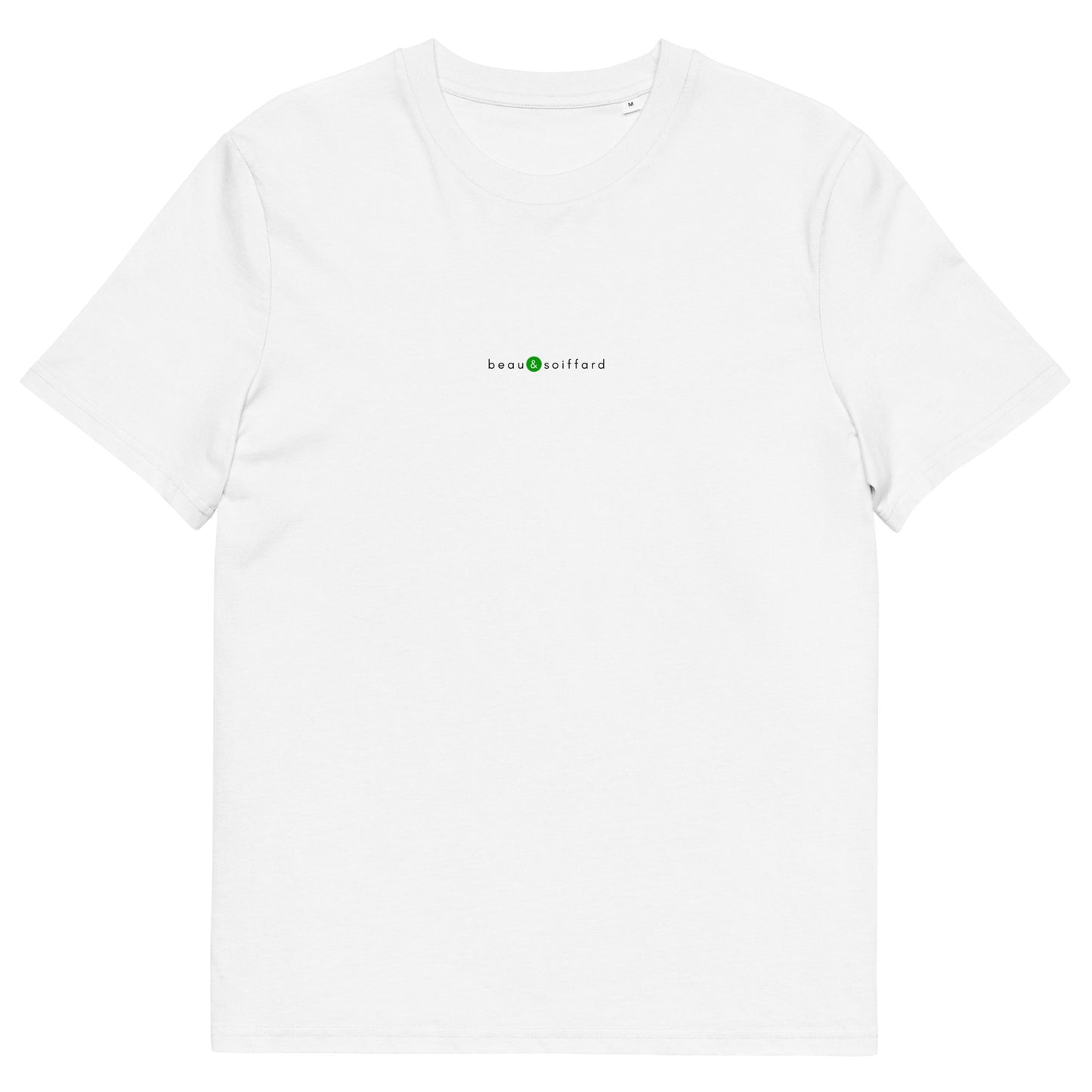 T-shirt blanc personnalisé, logo vert, beau et soiffard de la marque belle et beau