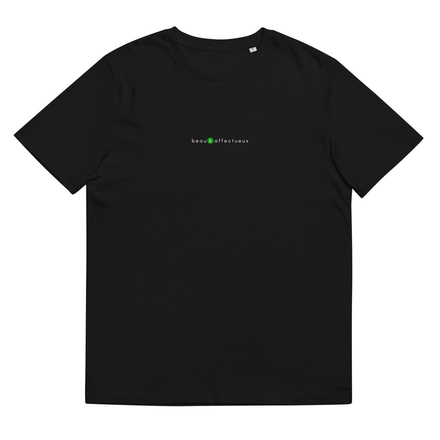 T-shirt noir de qualité, logo vert, beau et affectueux de la marque belle et beau