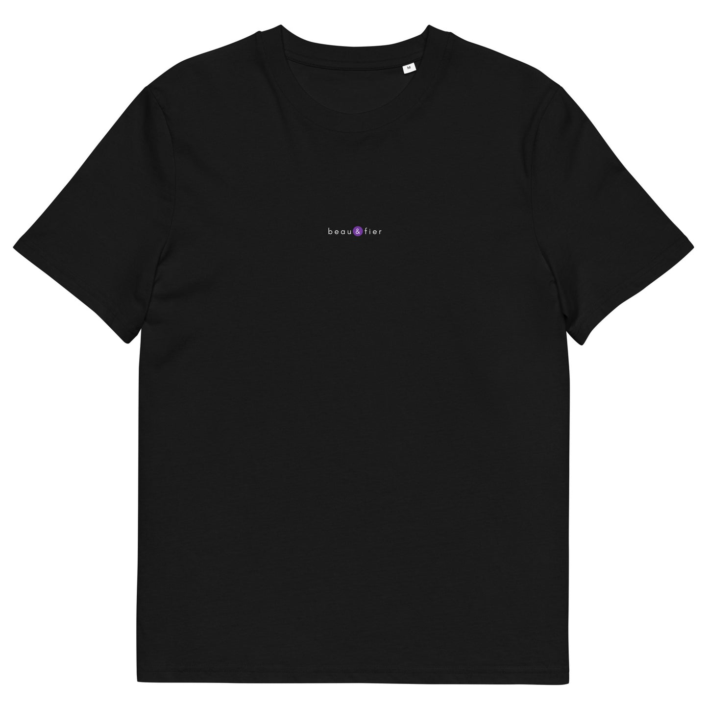 T-shirt noir décalé et original, logo violet, beau et fier de la marque belle et beau