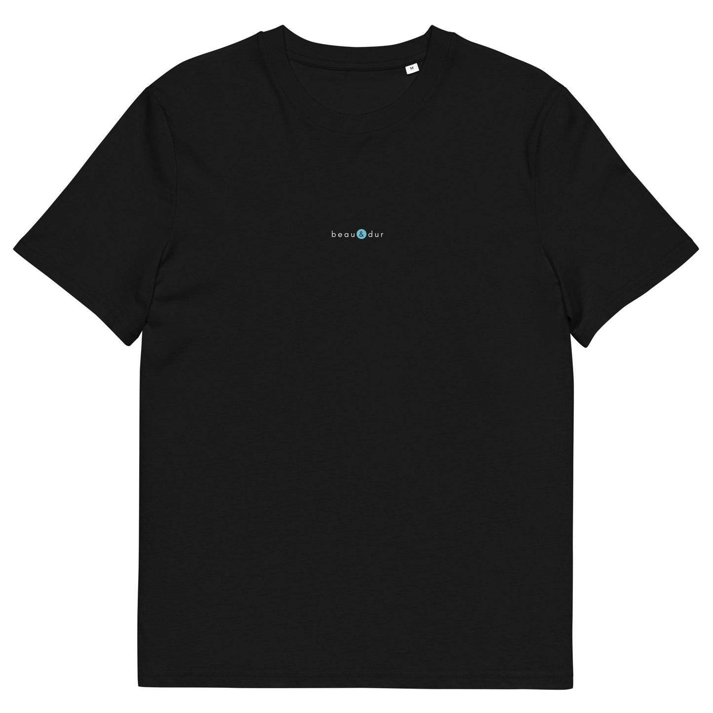 T-shirt noir femme et homme stylé, logo bleu, beau et dur de la marque belle et beau
