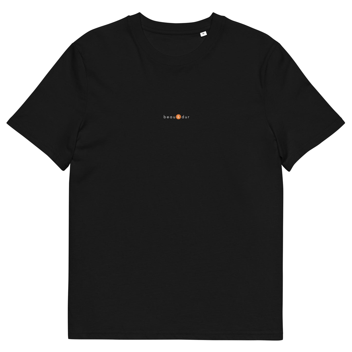 T-shirt noir humour drôle positif, logo orange, beau et dur de la marque belle et beau
