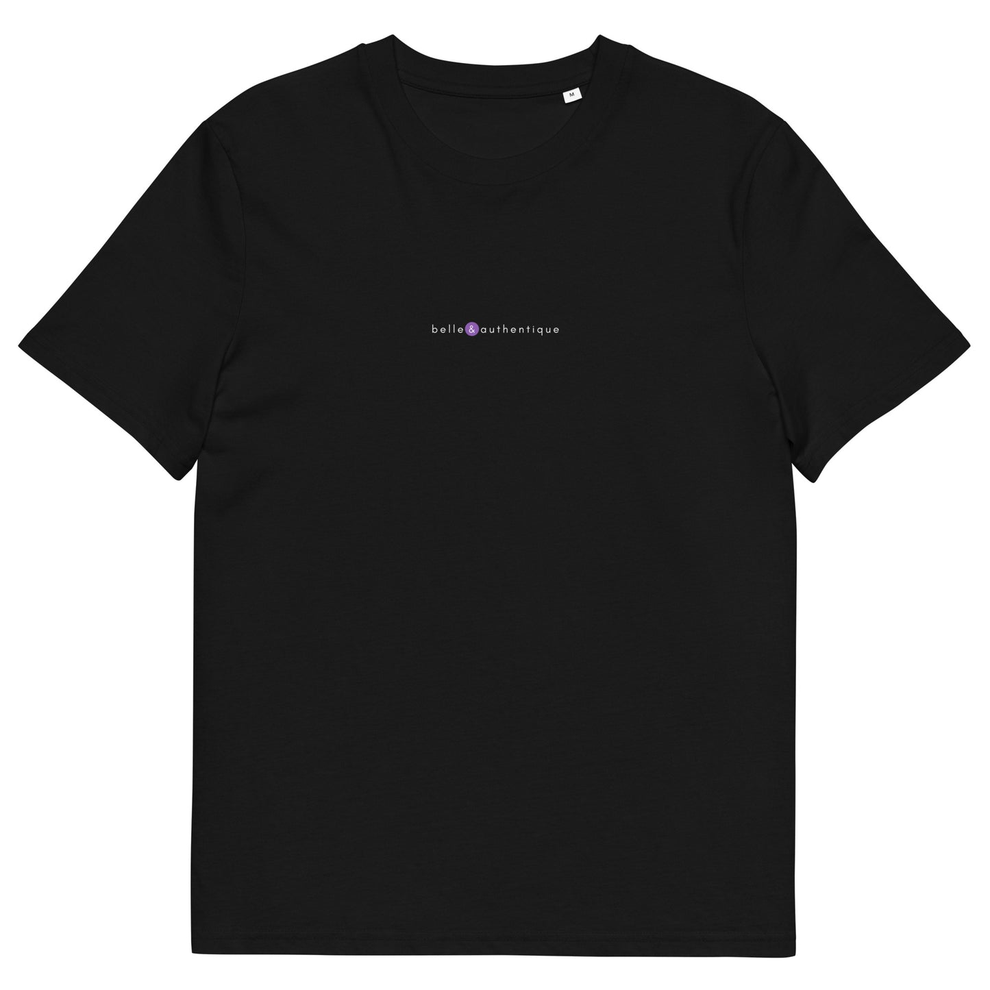 T-shirt noir original et unique, logo violet, belle et authentique de la marque belle et beau