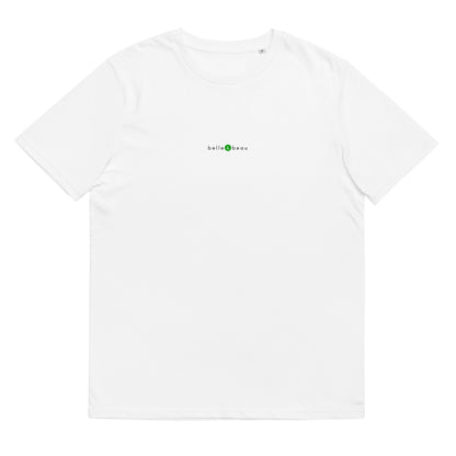 T-shirt blanc de qualité, logo vert, belle et beau de la marque belle et beau