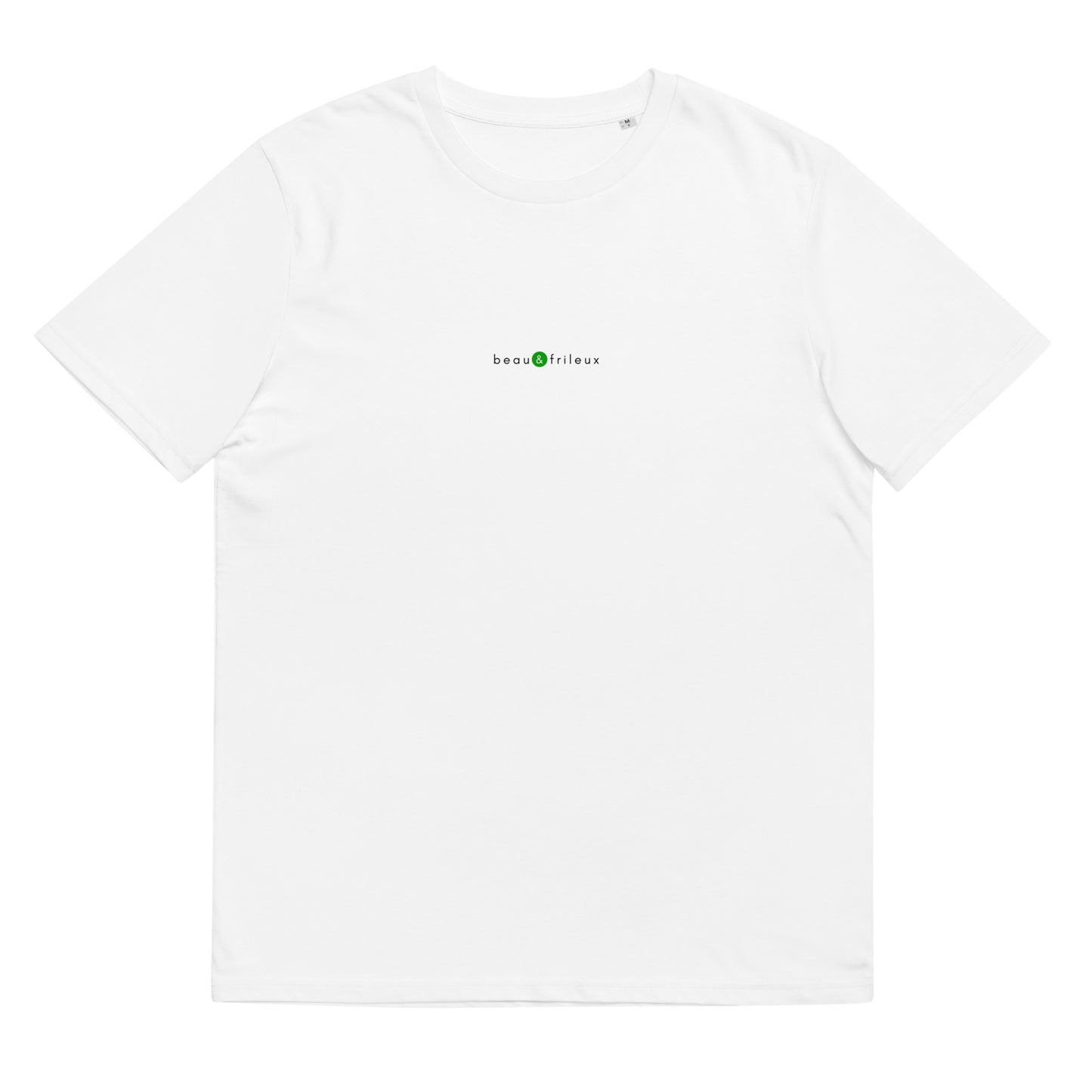 T-shirt blanc de qualité, logo vert, belle et scandaleux de la marque belle et beau