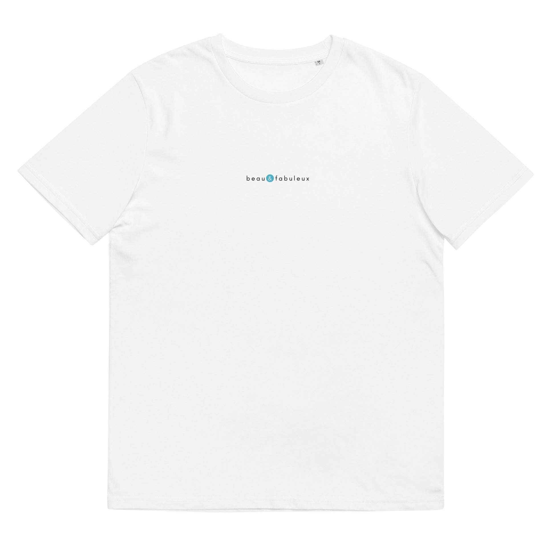T-shirt blanc femme et homme stylé, logo bleu, beau et fabuleux de la marque belle et beau