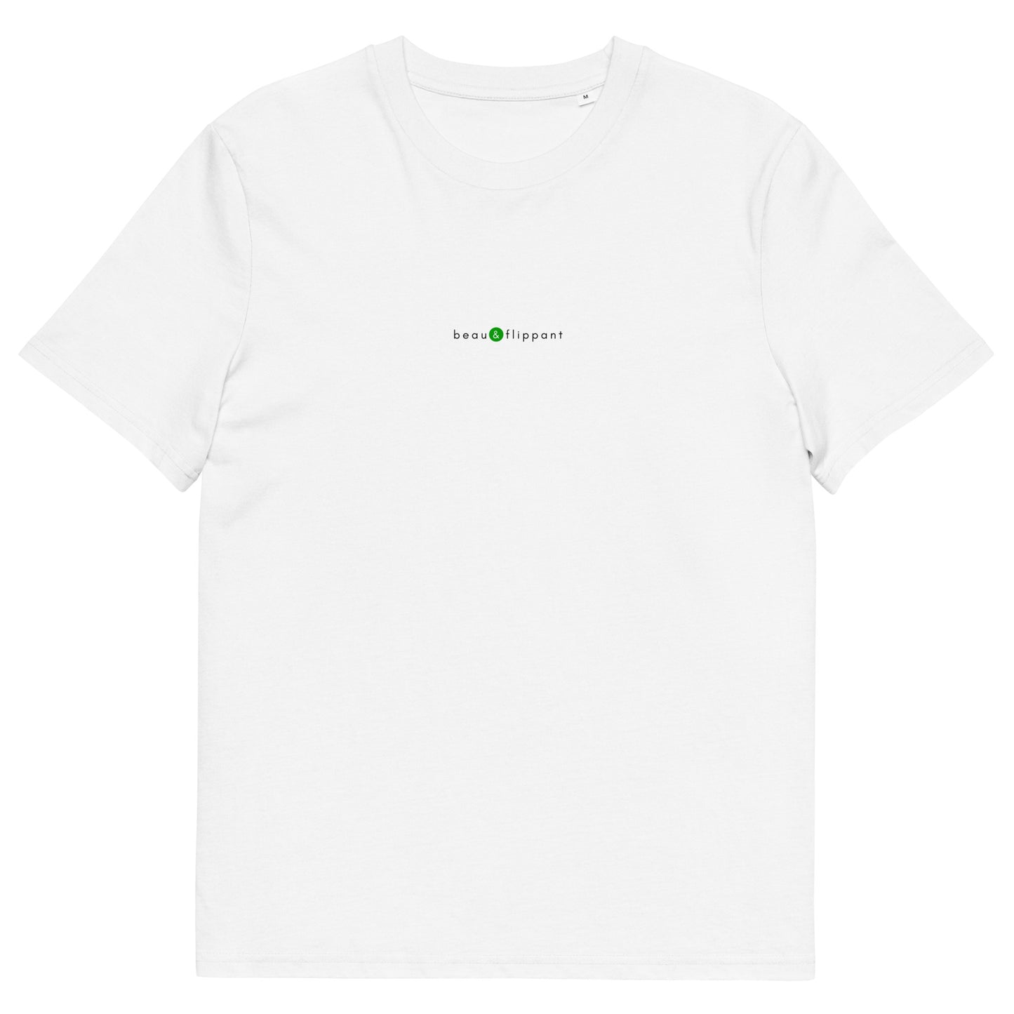 T-shirt blanc personnalisé, logo vert, beau et flippant de la marque belle et beau
