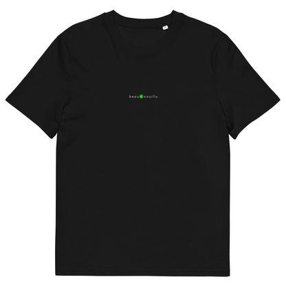 T-shirt noir de qualité, logo vert, beau et couillu de la marque belle et beau
