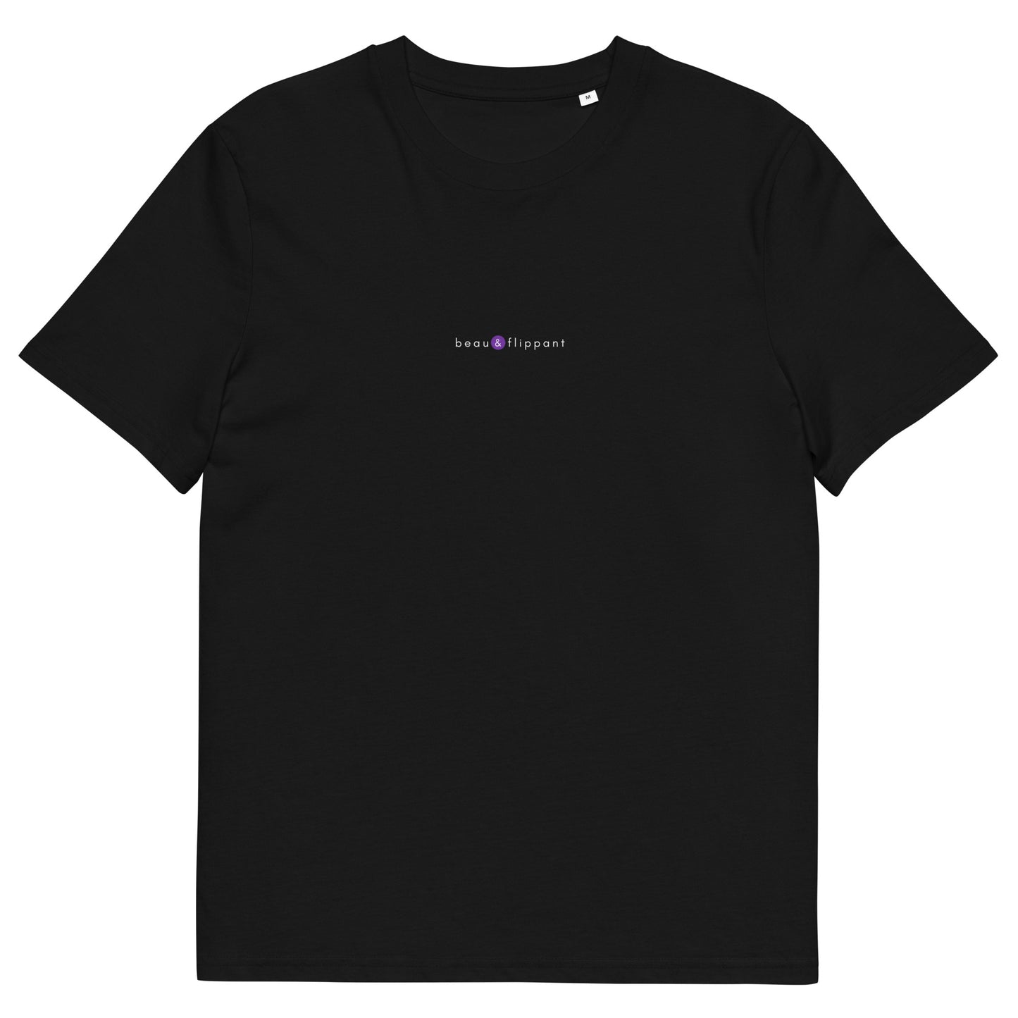 T-shirt noir décalé et original, logo violet, beau et flippant de la marque belle et beau