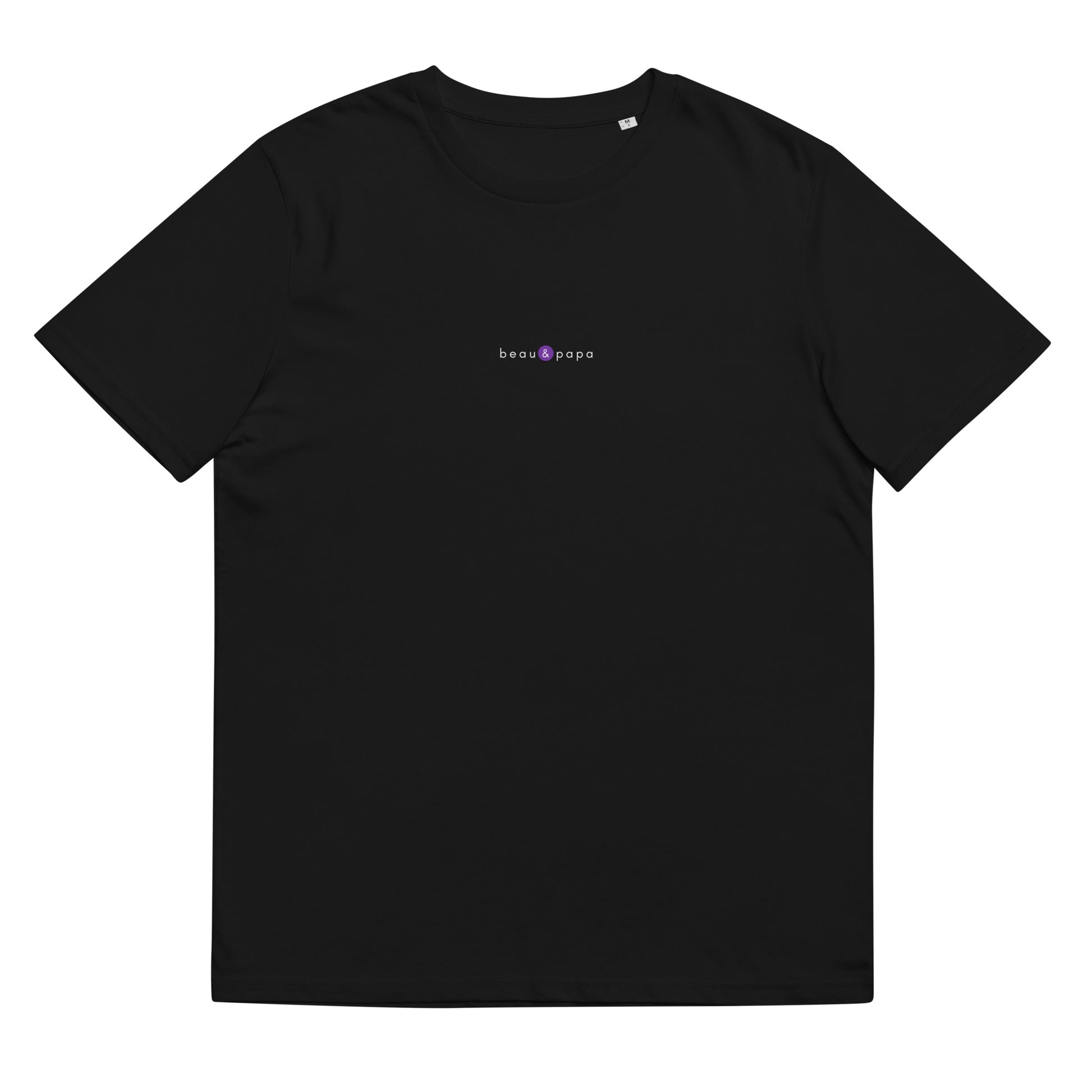 T-shirt noir décalé et original, logo violet, beau et papa de la marque belle et beau