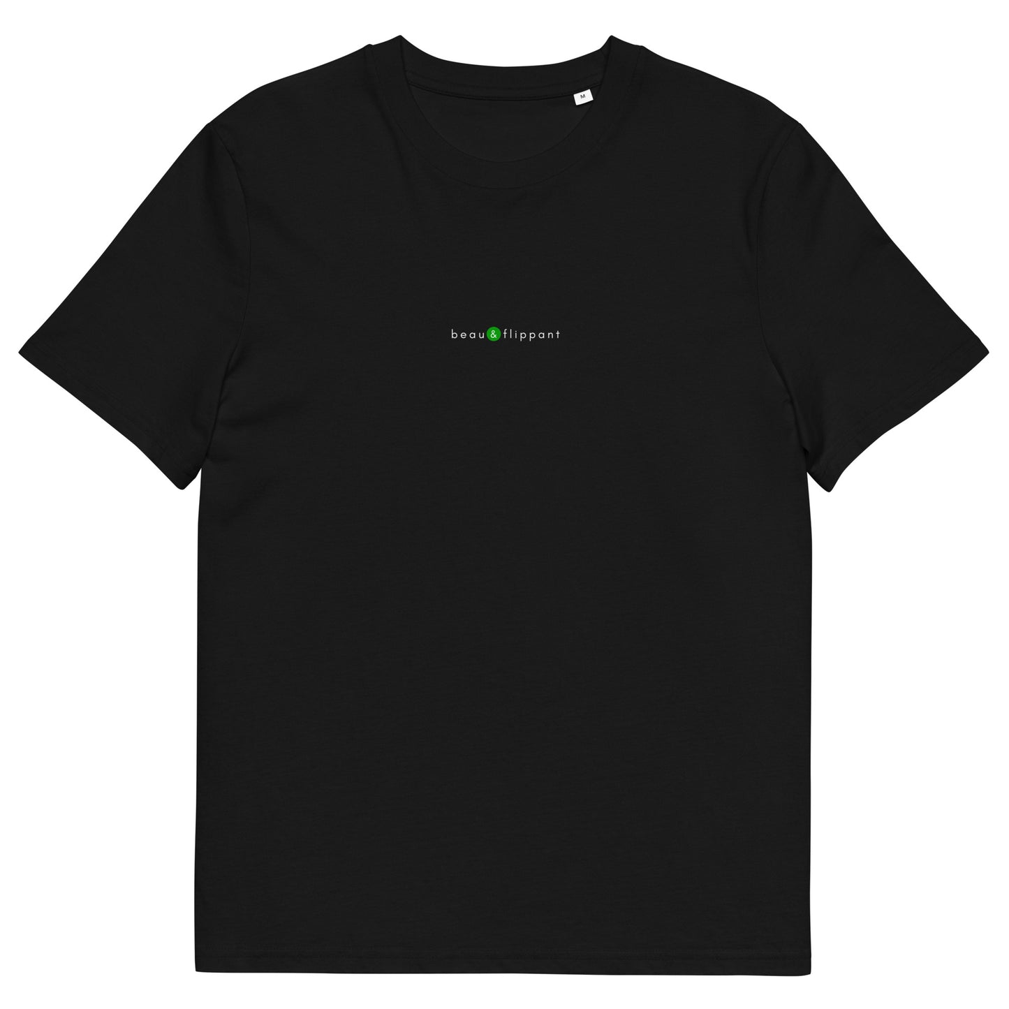T-shirt noir personnalisé, logo vert, beau et flippant de la marque belle et beau