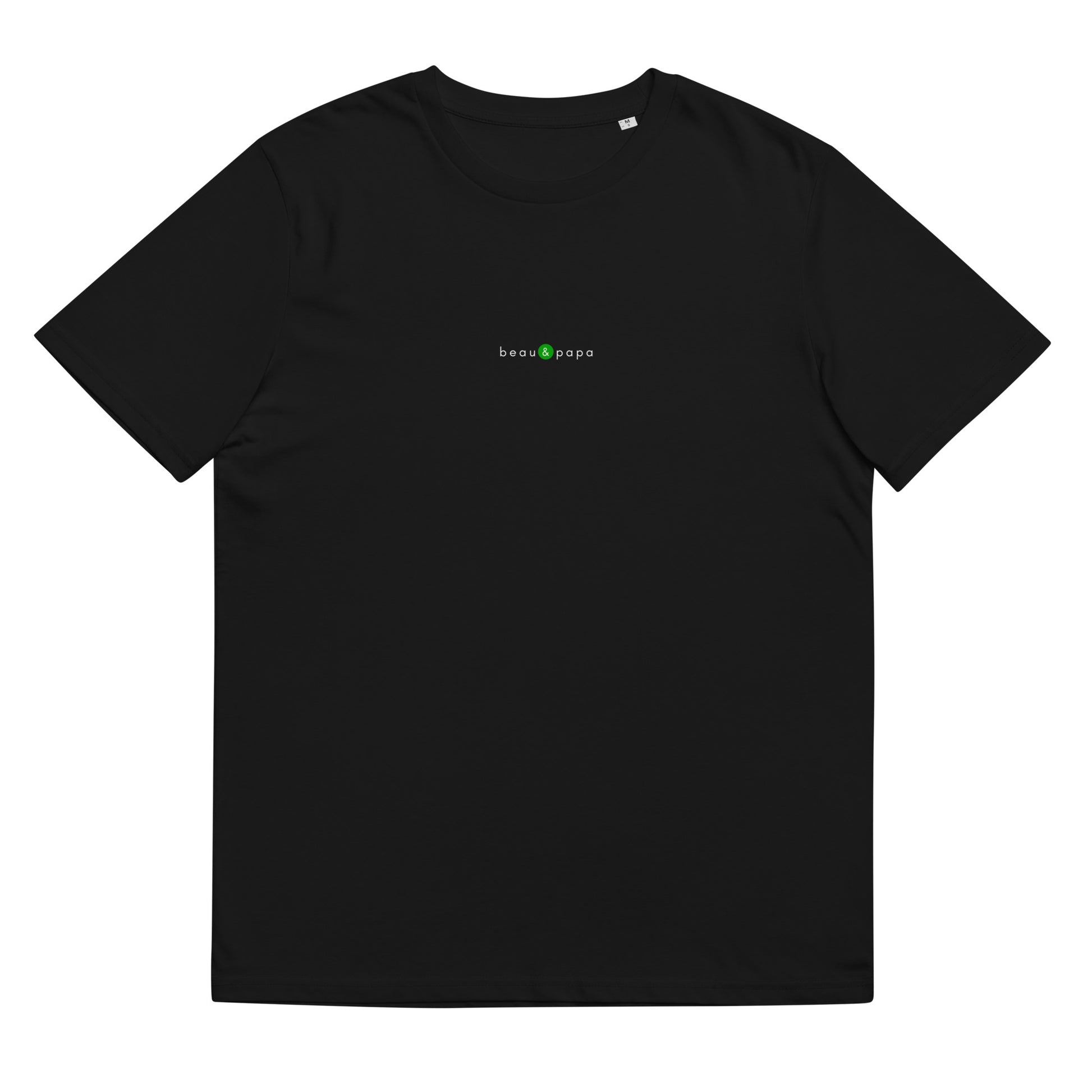 T-shirt noir personnalisé, logo vert, beau et papa de la marque belle et beau